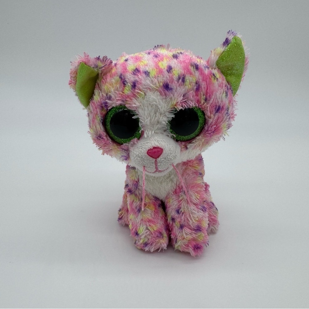 Ty Stuffed Animal Sophie- Pink and Green Cat